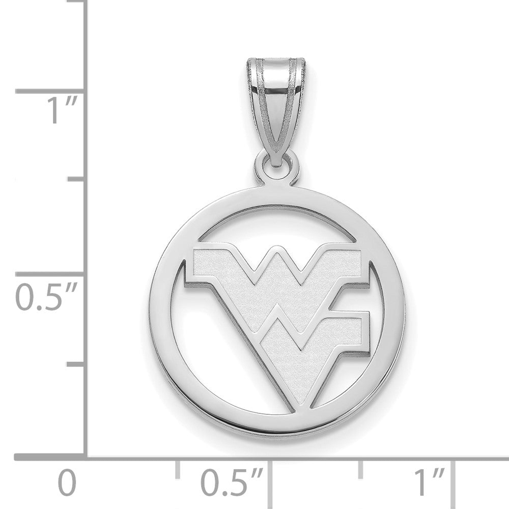 Sterling Silver Rhodium-plated LogoArt West Virginia University W-V Medium Circle Pendant
