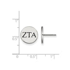 Sterling Silver Rhodium-plated LogoArt Zeta Tau Alpha Sorority Greek Letters Black Enamel Post Earrings