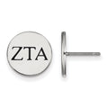 Sterling Silver Rhodium-plated LogoArt Zeta Tau Alpha Sorority Greek Letters Black Enamel Post Earrings