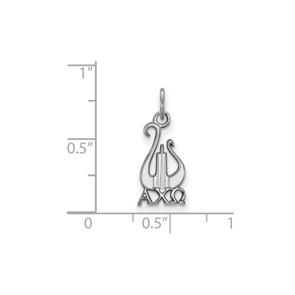 Sterling Silver Rhodium-plated LogoArt Alpha Chi Omega Sorority Symbol Small Pendant