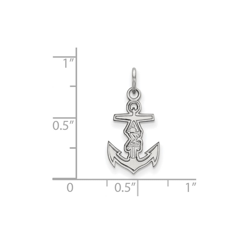 Sterling Silver Rhodium-plated LogoArt Alpha Sigma Tau Sorority Symbol Extra Small Pendant