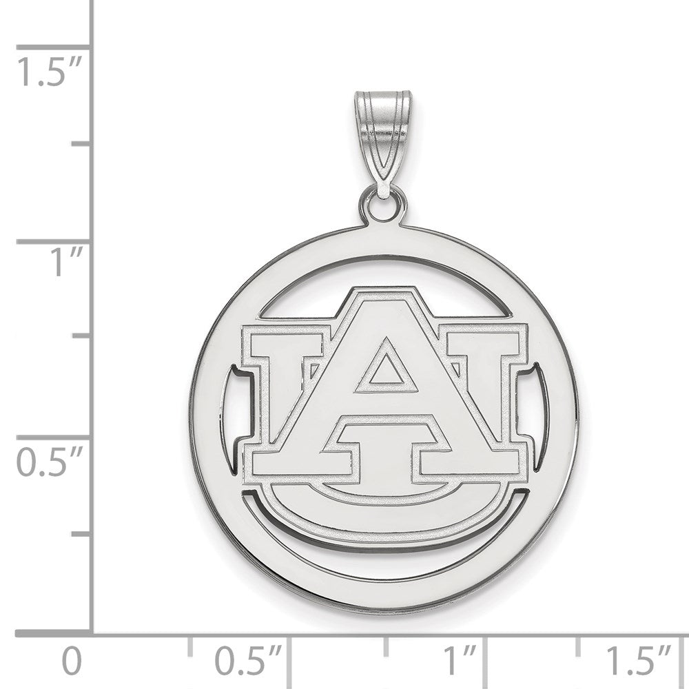 Sterling Silver Rhodium-plated LogoArt Auburn University Extra Large Circle Pendant