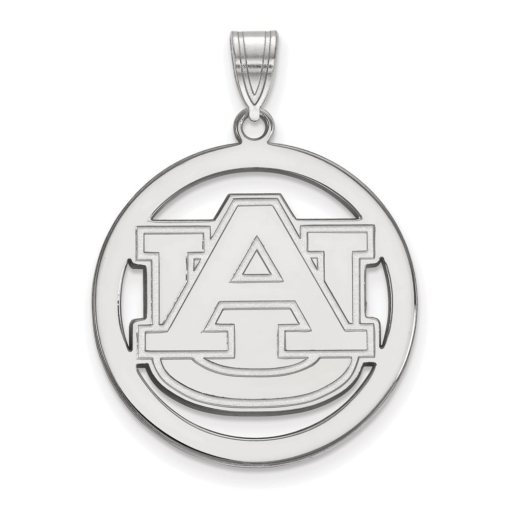 Sterling Silver Rhodium-plated LogoArt Auburn University Extra Large Circle Pendant