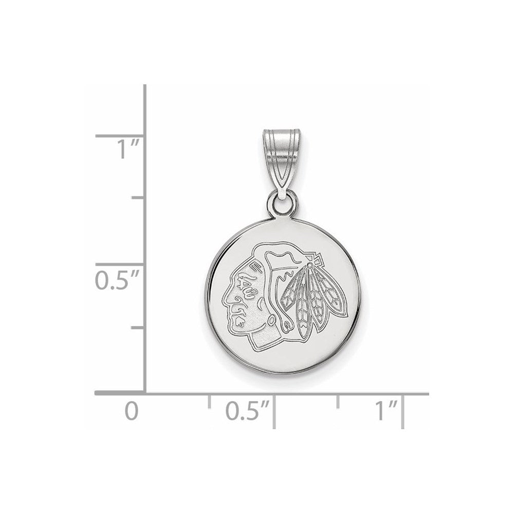 14k White Gold NHL LogoArt Chicago Blackhawks Medium Disc Pendant