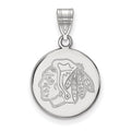 10k White Gold NHL LogoArt Chicago Blackhawks Medium Disc Pendant
