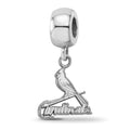 Sterling Silver Rhodium Plated Major League Baseball LogoArt St. Louis Cardinals Bird Dangle Bead