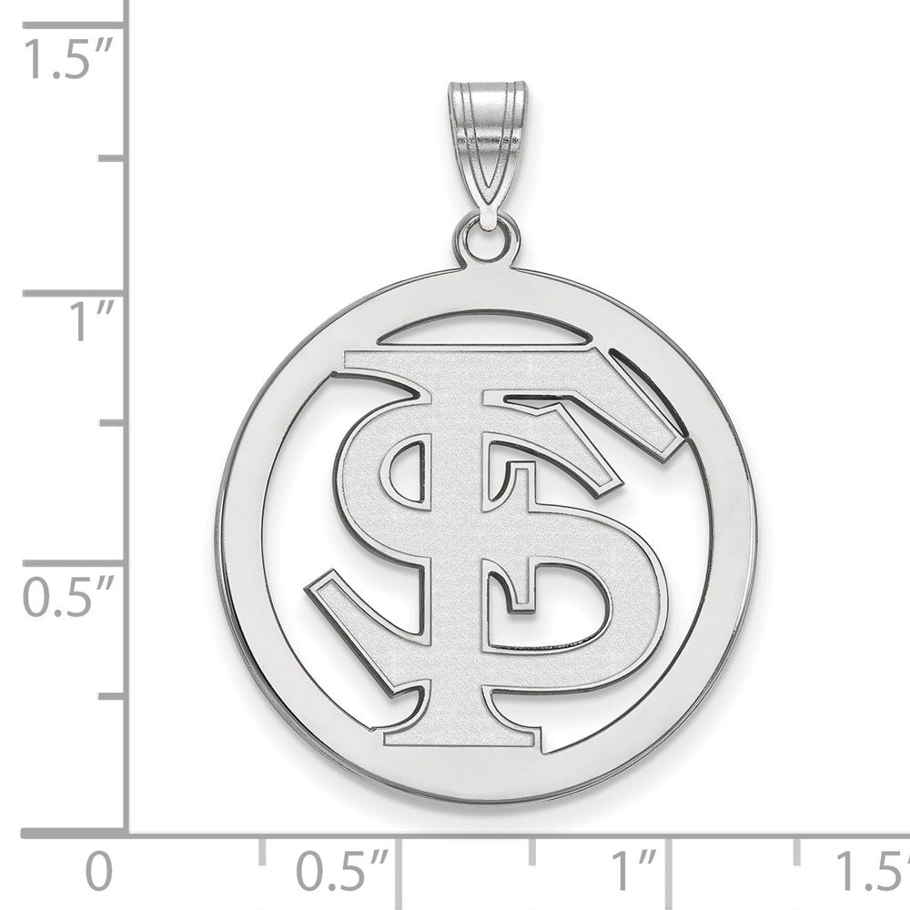 Sterling Silver Gold-plated LogoArt Florida State University F-S Extra Large Circle Pendant