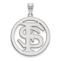 10k White Gold LogoArt Florida State University F-S Extra Large Circle Pendant