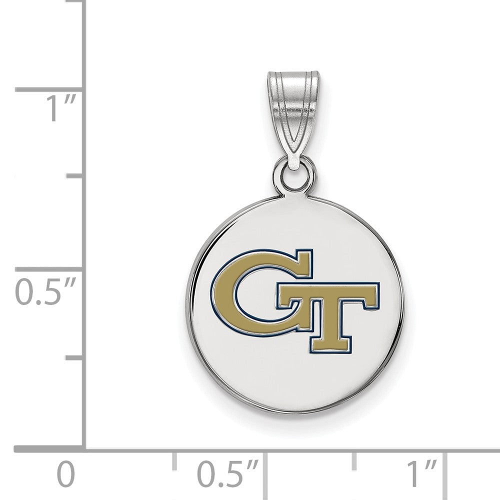 Sterling Silver Rhodium-plated LogoArt Georgia Institute of Technology G-T Medium Enameled Disc Pendant