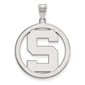 Sterling Silver Rhodium-plated LogoArt Michigan State University Letter S Large Circle Pendant