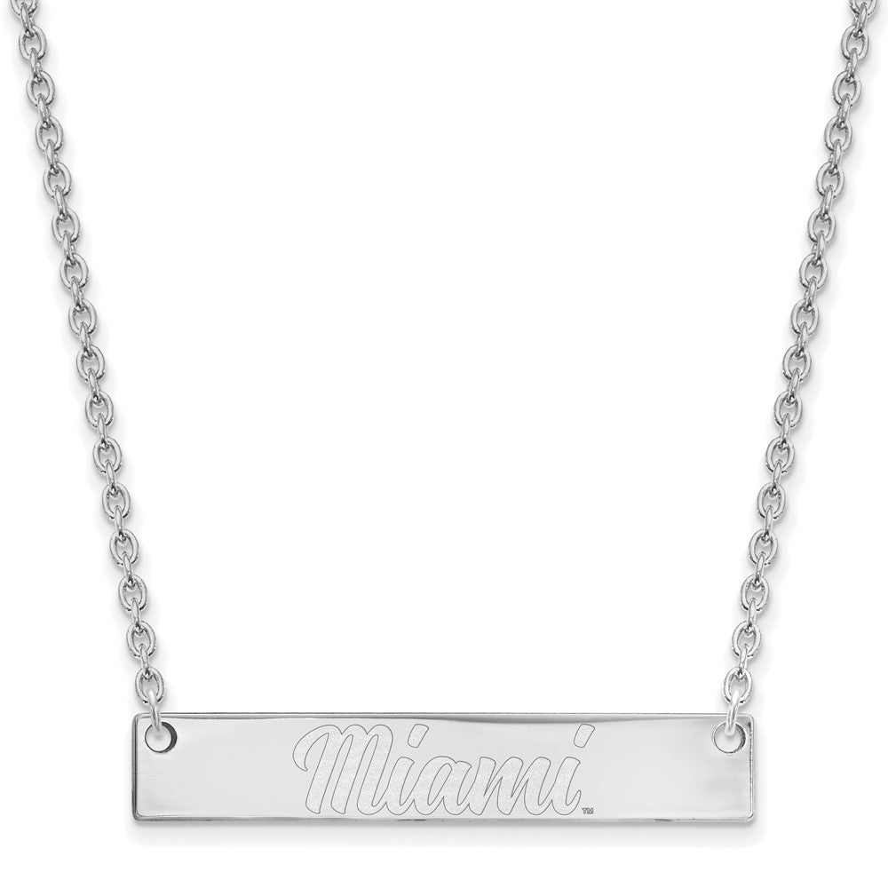 10k White Gold LogoArt Miami University Ohio Small Bar 18 inch Necklace