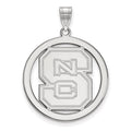 Sterling Silver Rhodium-plated LogoArt North Carolina State University N-C-S Large Circle Pendant