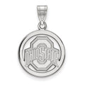 Sterling Silver Rhodium-plated LogoArt The Ohio State University Med Circle Pendant