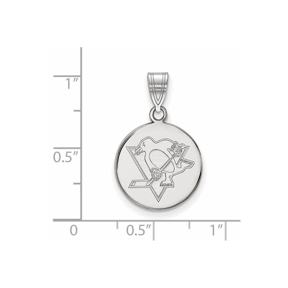 10k White Gold NHL LogoArt Pittsburgh Penguins Medium Disc Pendant