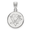 Sterling Silver Rhodium-plated NHL LogoArt Pittsburgh Penguins Medium Disc Pendant