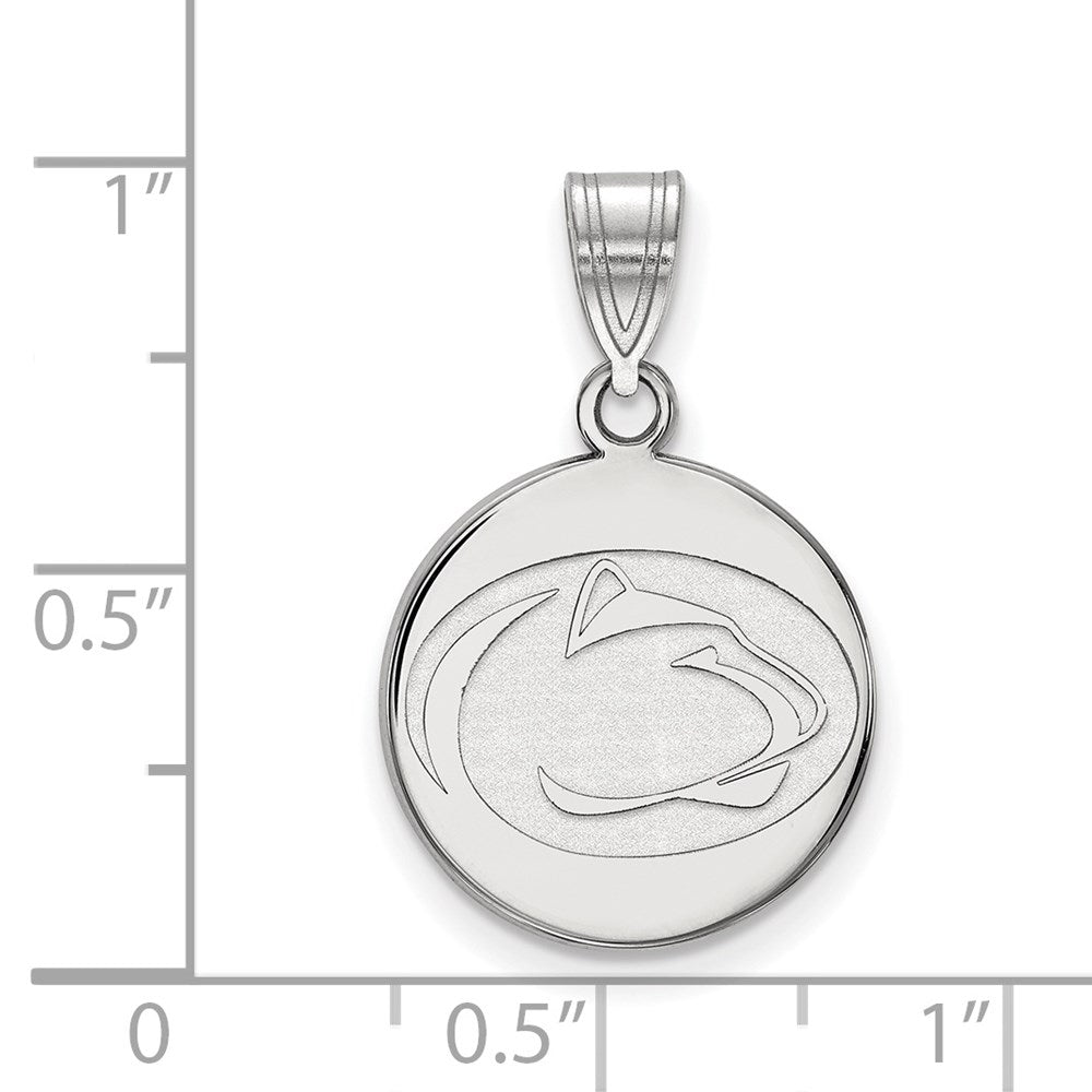 Sterling Silver Rhodium-plated LogoArt Penn State University Lion Medium Disc Pendant