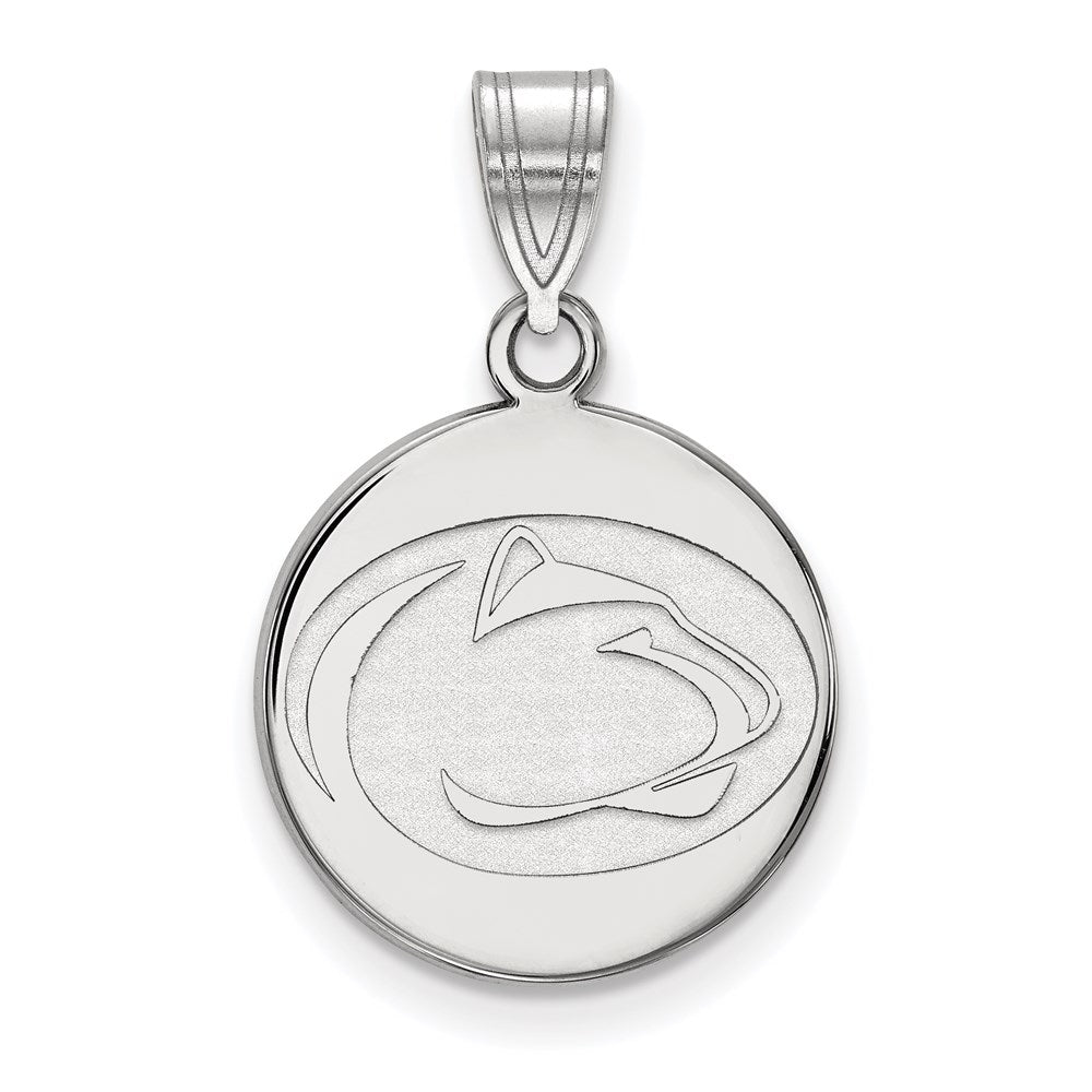 Sterling Silver Rhodium-plated LogoArt Penn State University Lion Medium Disc Pendant