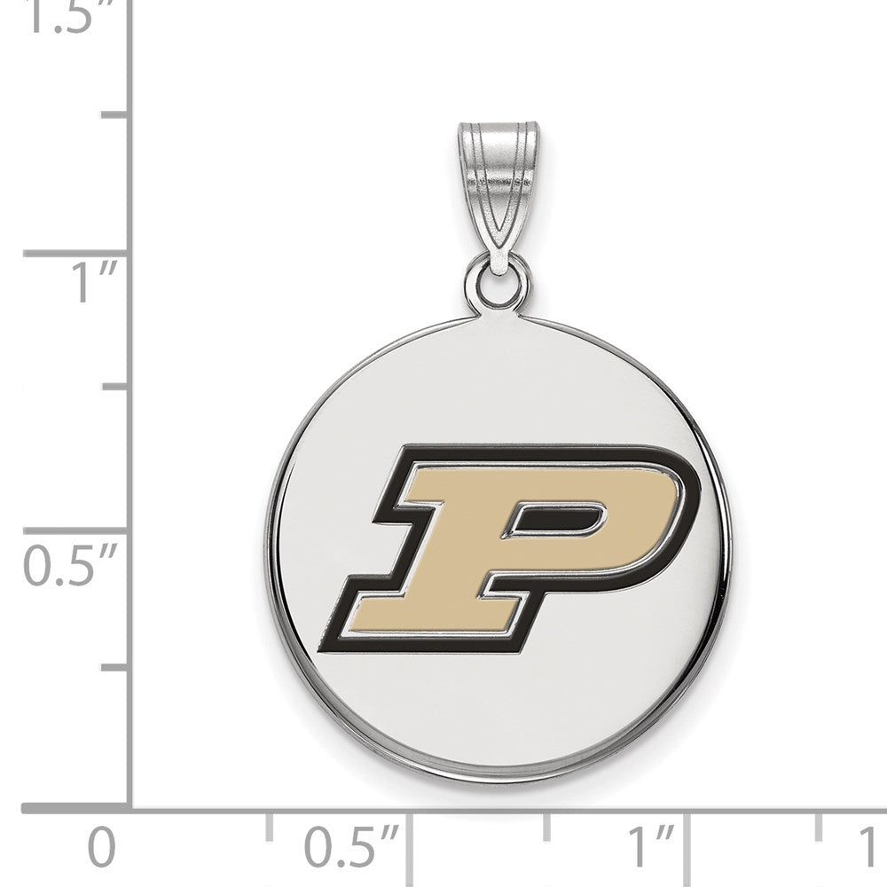 Sterling Silver Rhodium-plated LogoArt Purdue University Letter P Large Enameled Disc Pendant