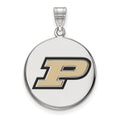 Sterling Silver Rhodium-plated LogoArt Purdue University Letter P Large Enameled Disc Pendant