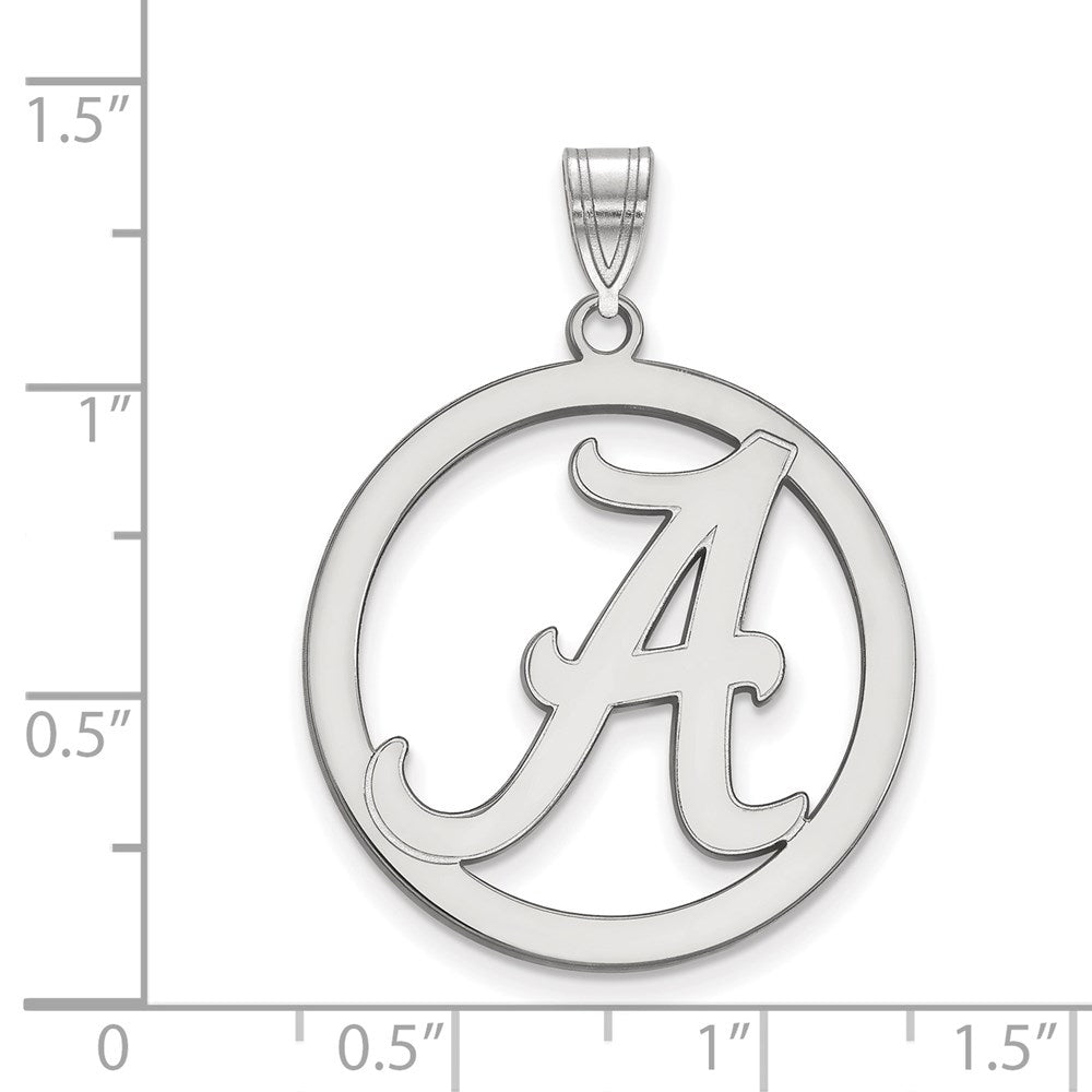 Sterling Silver Rhodium-plated LogoArt University of Alabama Extra Large Letter A Circle Pendant