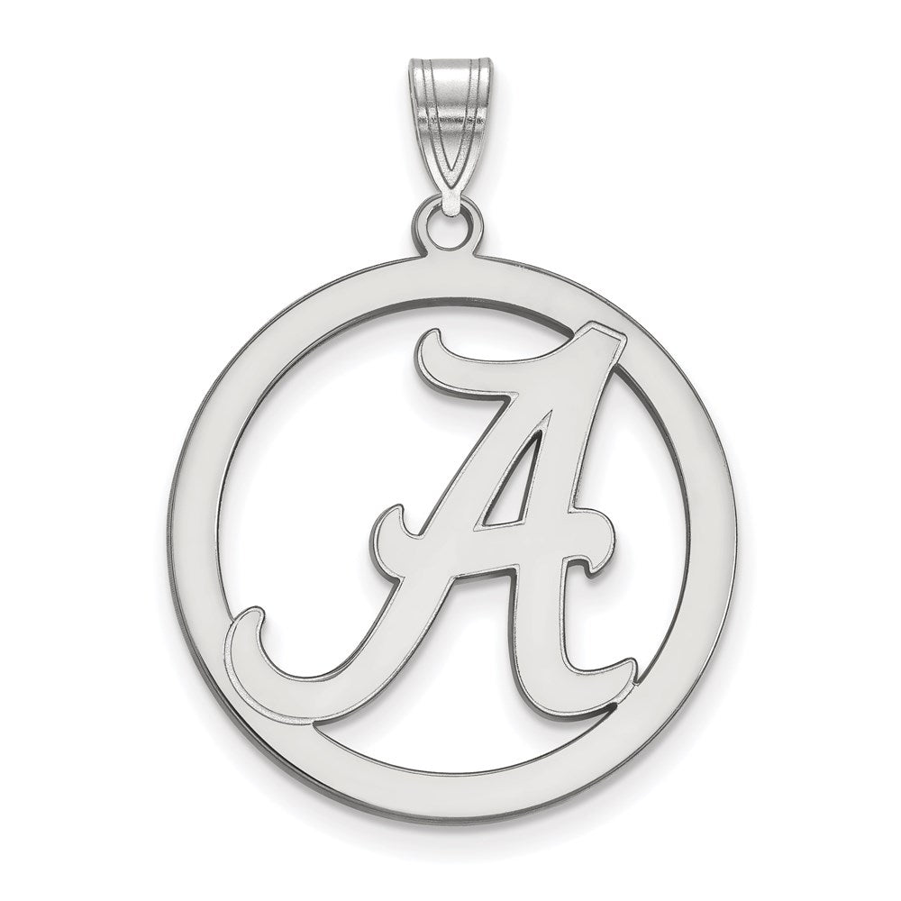 Sterling Silver Rhodium-plated LogoArt University of Alabama Extra Large Letter A Circle Pendant