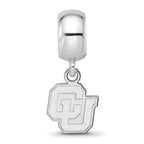 Sterling Silver Rhodium-plated LogoArt University of Colorado C-U Extra Small Dangle Bead Charm