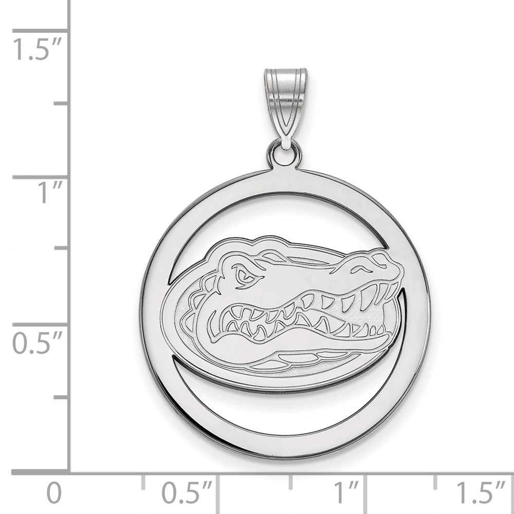 Sterling Silver Rhodium-plated LogoArt University of Florida Gator Extra Large Circle Pendant