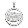 Sterling Silver Rhodium-plated LogoArt University of Florida Gator Extra Large Circle Pendant