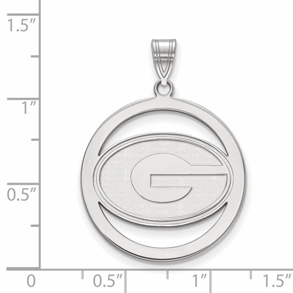 Sterling Silver Rhodium-plated LogoArt University of Georgia Letter G Large Circle Pendant
