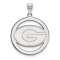 Sterling Silver Rhodium-plated LogoArt University of Georgia Letter G Large Circle Pendant