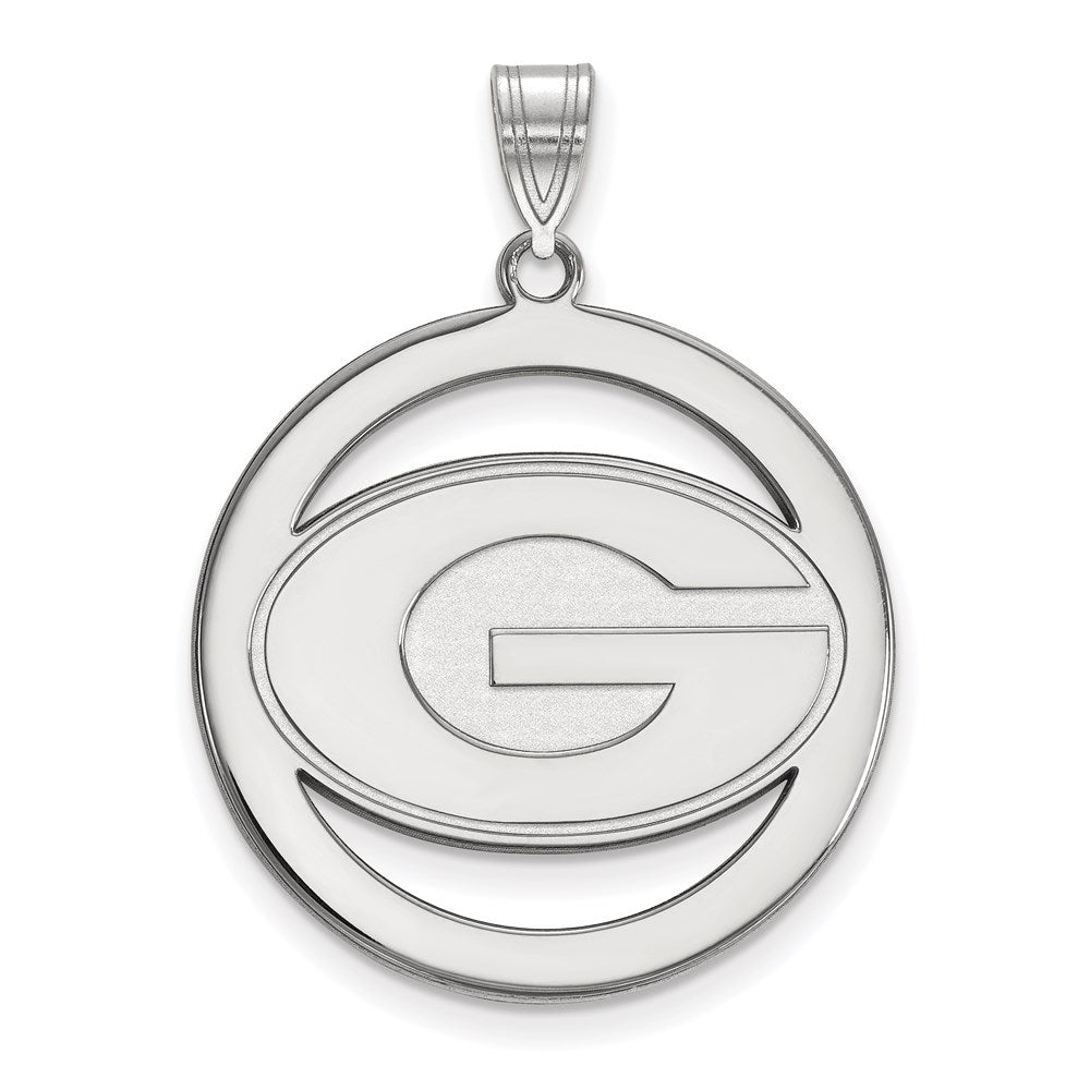Sterling Silver Rhodium-plated LogoArt University of Georgia Letter G Large Circle Pendant