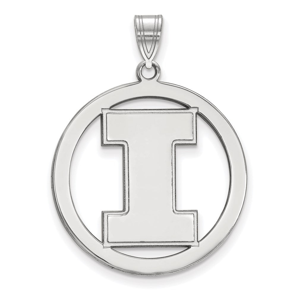 Sterling Silver Rhodium-plated LogoArt University of Illinois Letter I Extra Large Circle Pendant