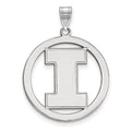 Sterling Silver Rhodium-plated LogoArt University of Illinois Letter I Extra Large Circle Pendant