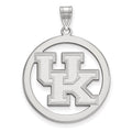 Sterling Silver Rhodium-plated LogoArt University of Kentucky U-K Large Circle Pendant