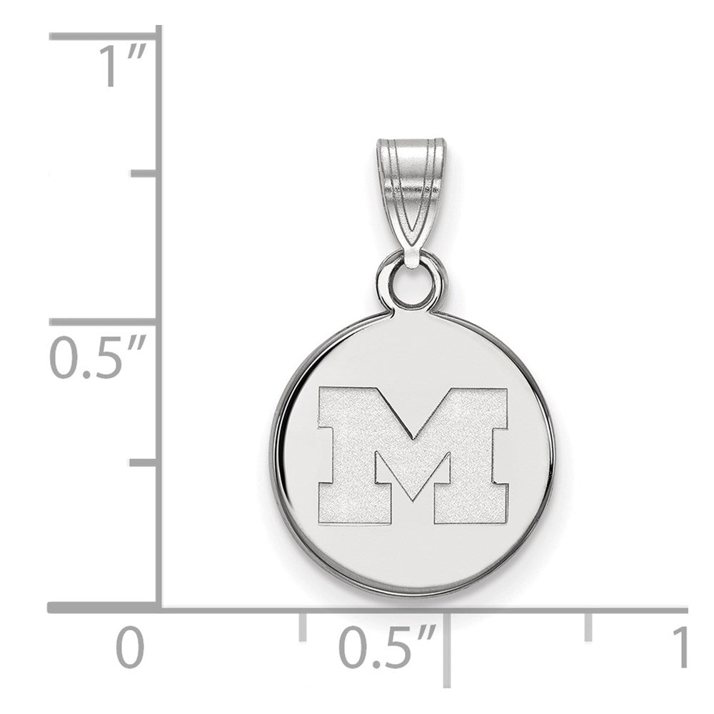 Sterling Silver Rhodium-plated LogoArt University of Michigan Letter M Small Disc Pendant