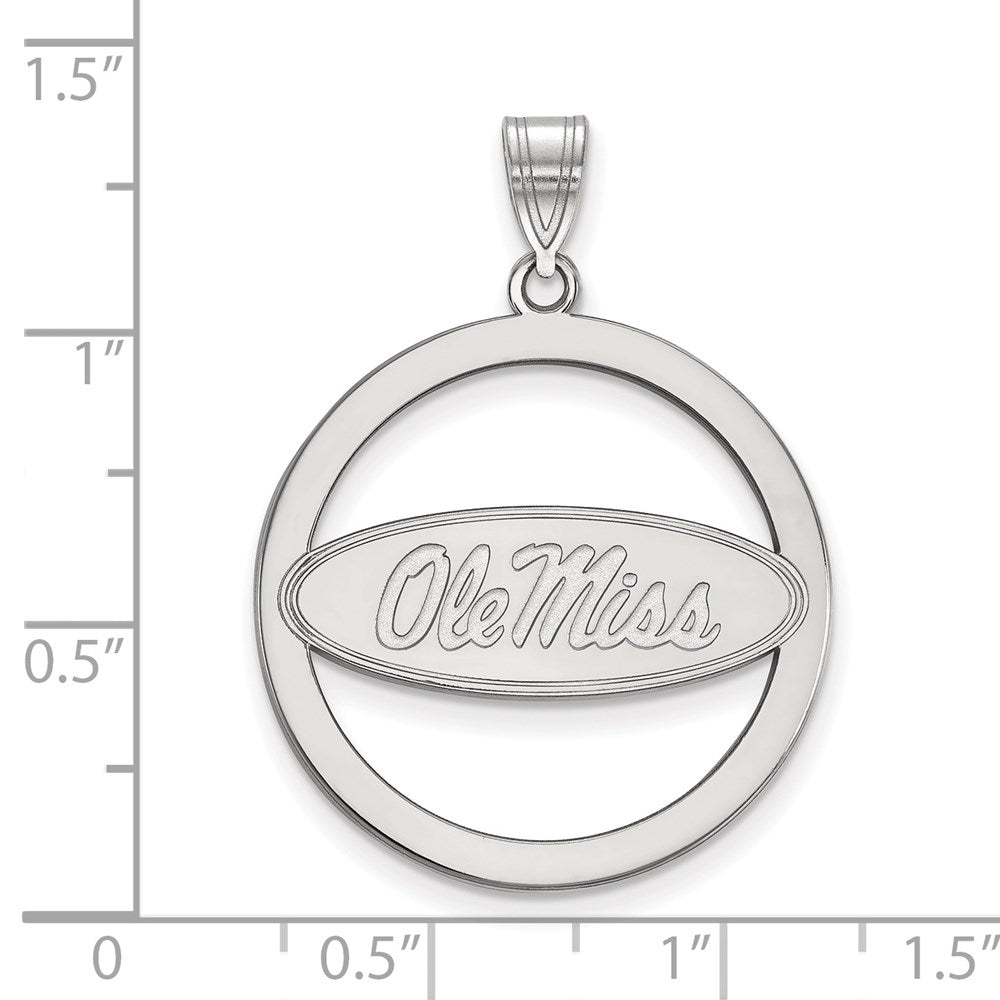 Sterling Silver Rhodium-plated LogoArt University of Mississippi Ole Miss Extra Large Circle Pendant