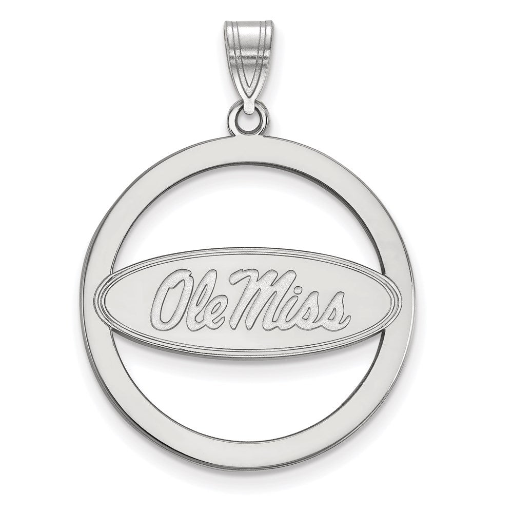 Sterling Silver Rhodium-plated LogoArt University of Mississippi Ole Miss Extra Large Circle Pendant