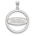Sterling Silver Rhodium-plated LogoArt University of Mississippi Ole Miss Extra Large Circle Pendant