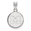 14k White Gold LogoArt University of Michigan Letter M Small Disc Pendant
