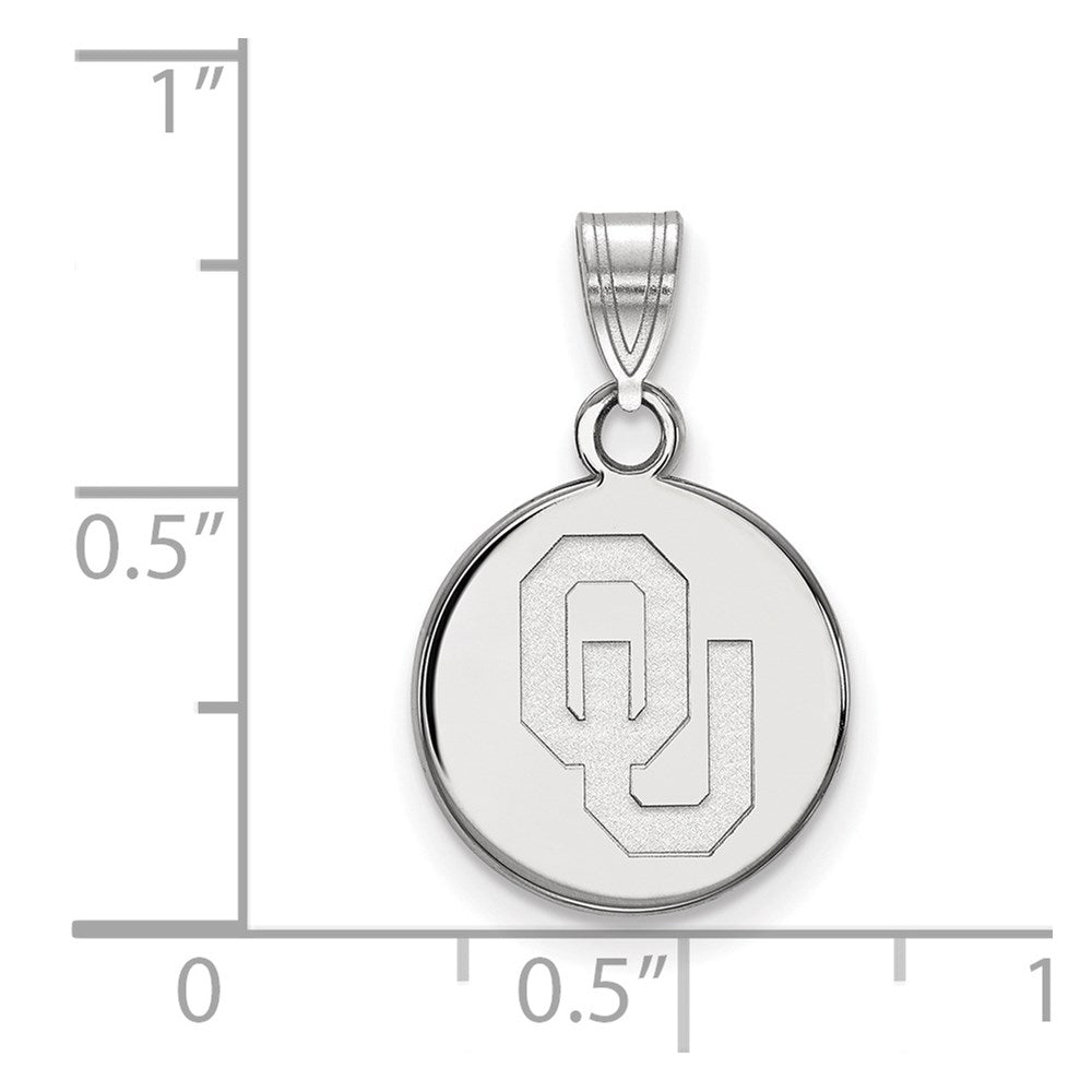 Sterling Silver Rhodium-plated LogoArt University of Oklahoma O-U Small Disc Pendant
