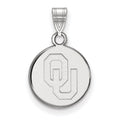 Sterling Silver Rhodium-plated LogoArt University of Oklahoma O-U Small Disc Pendant