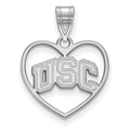 Sterling Silver Rhodium-plated University of Southern California U-S-C Heart Pendant
