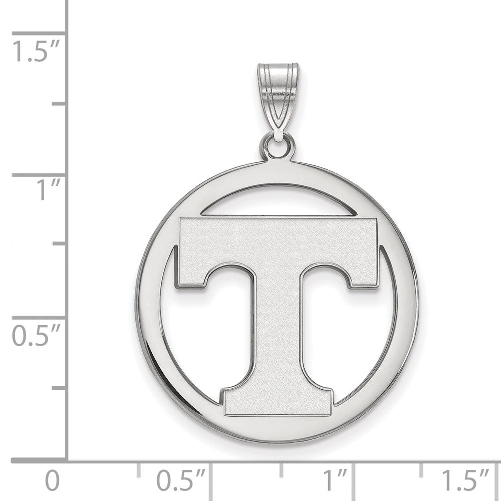 Sterling Silver Rhodium-plated LogoArt University of Tennessee Letter T Extra Large Circle Pendant