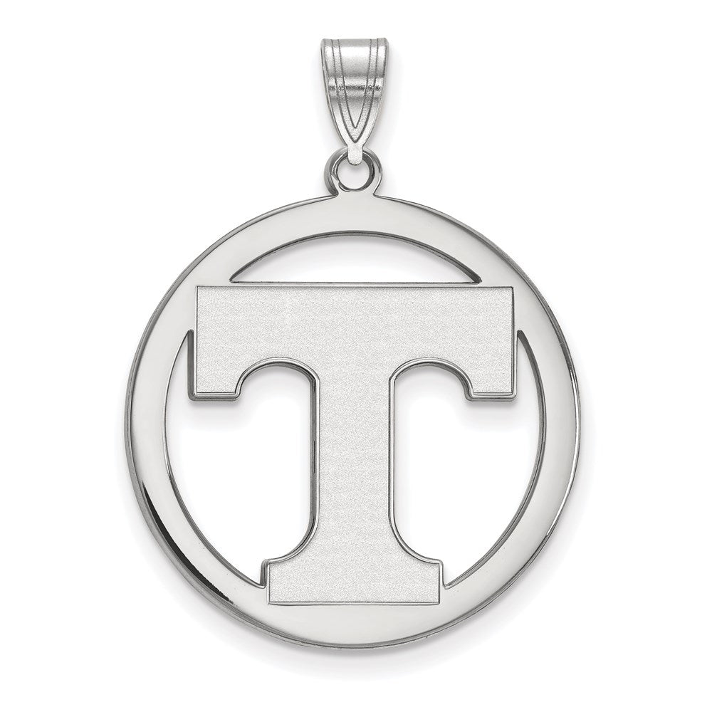 Sterling Silver Rhodium-plated LogoArt University of Tennessee Letter T Extra Large Circle Pendant