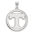 Sterling Silver Rhodium-plated LogoArt University of Tennessee Letter T Extra Large Circle Pendant