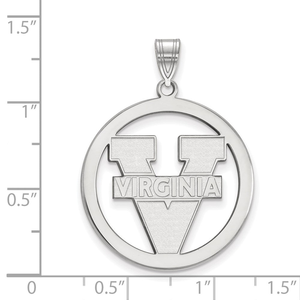 Sterling Silver Rhodium-plated LogoArt University of Virginia Large Circle Pendant