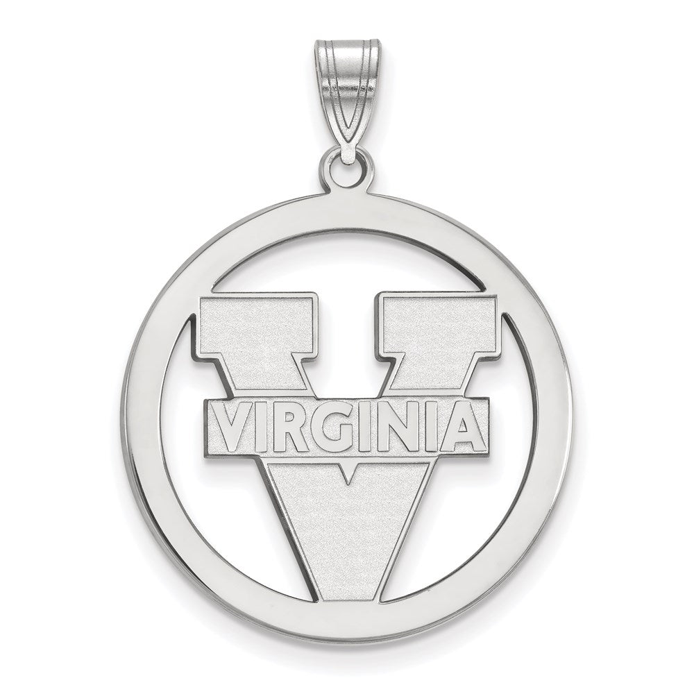 Sterling Silver Rhodium-plated LogoArt University of Virginia Large Circle Pendant