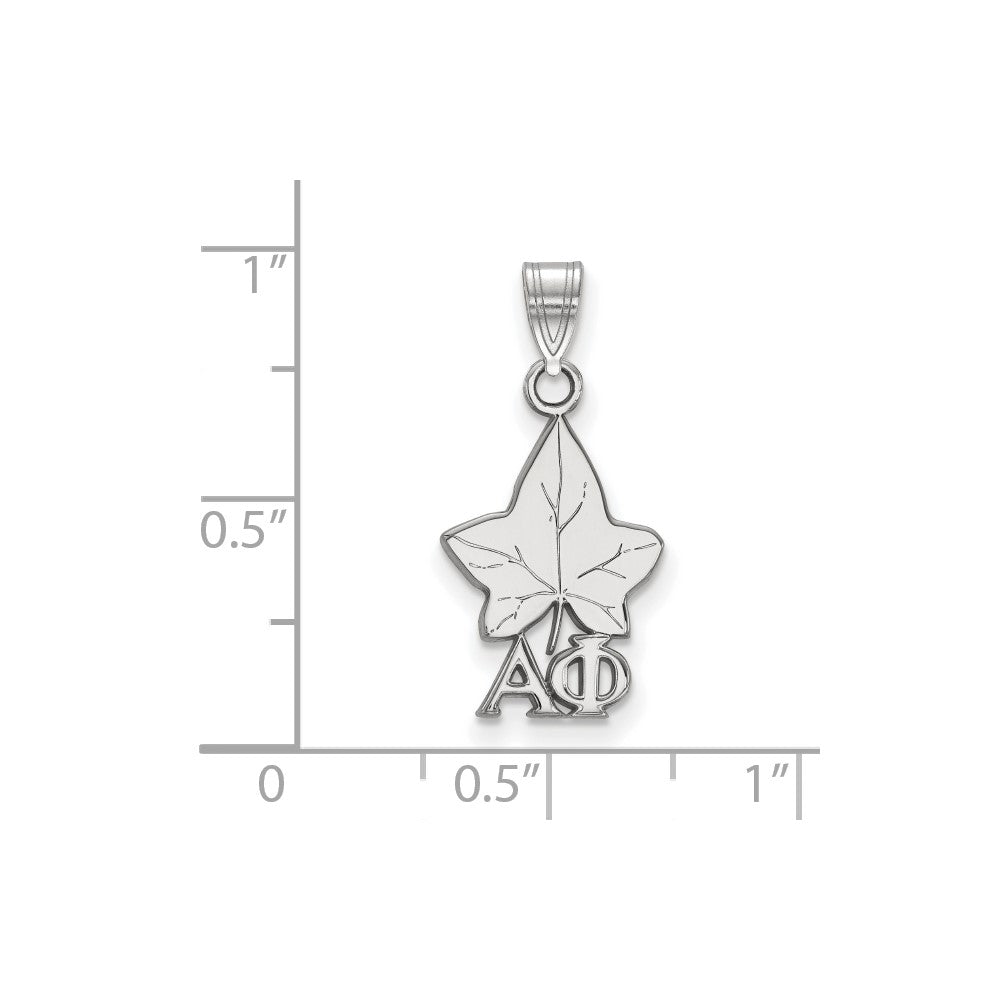 Sterling Silver Rhodium-plated LogoArt Alpha Phi Sorority Symbol Small Pendant