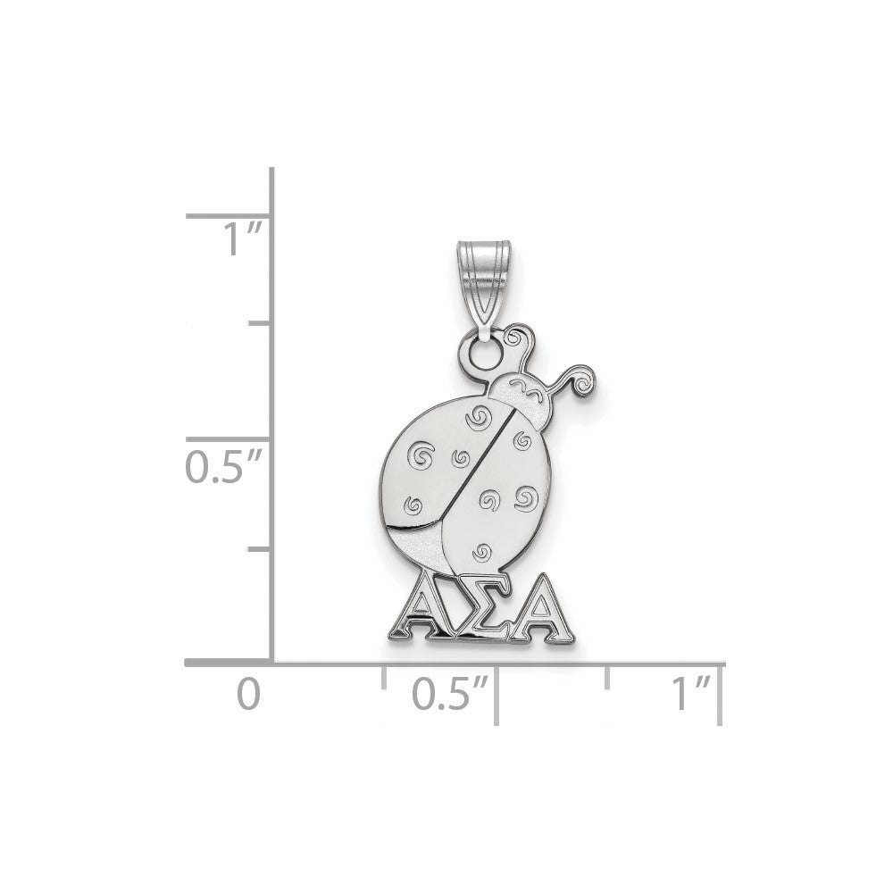 Sterling Silver Rhodium-plated LogoArt Alpha Sigma Alpha Sorority Symbol Small Pendant