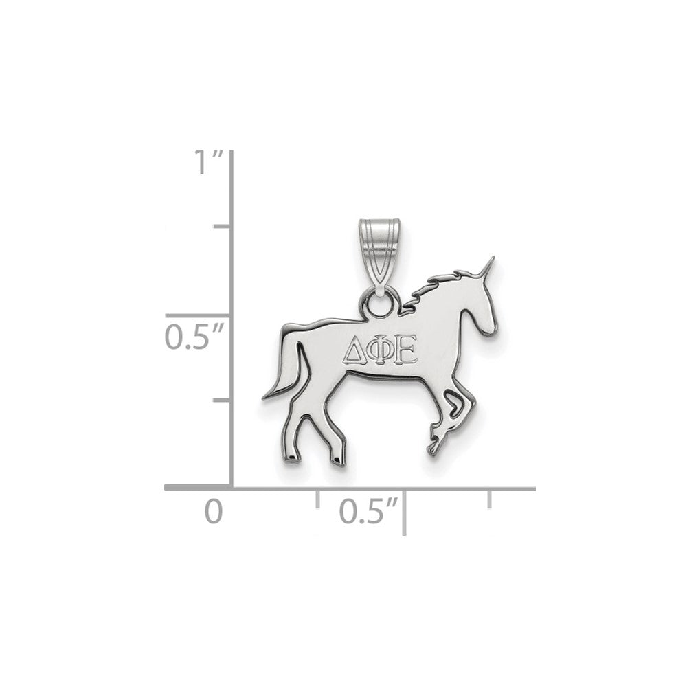 Sterling Silver Rhodium-plated LogoArt Delta Phi Epsilon Sorority Symbol Small Pendant